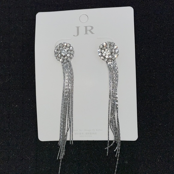 Long Exaggerated Rhinestones Tassel Earrings For Women Girls Decor Gifts 1Pair - Picture 5 of 6